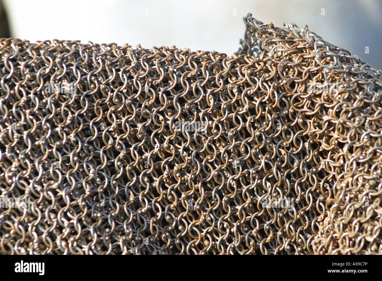 norman style fine chain mail chainmail on shoulder Stock Photo Alamy