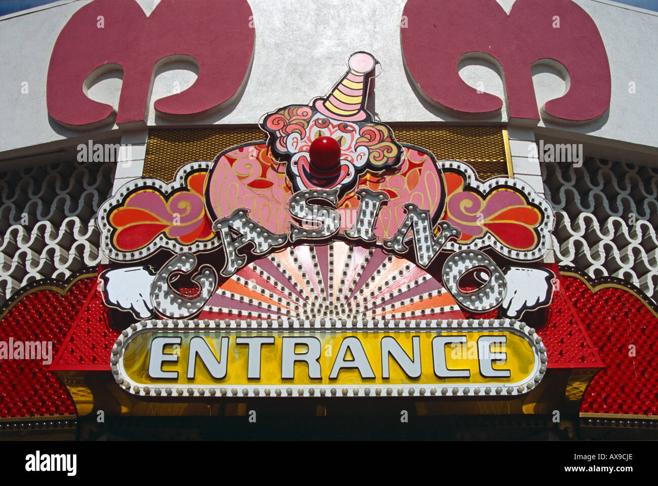 Circus Circus Hotel and Casino sign above entrance, Las Vegas, Nevada, USA Stock Photo