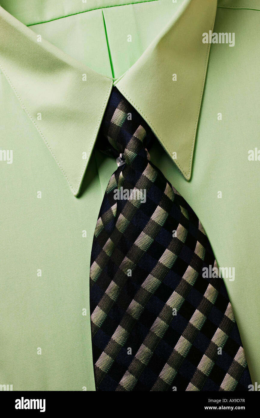 4510915 Green Cotton Tie-Waist Shirt Dress