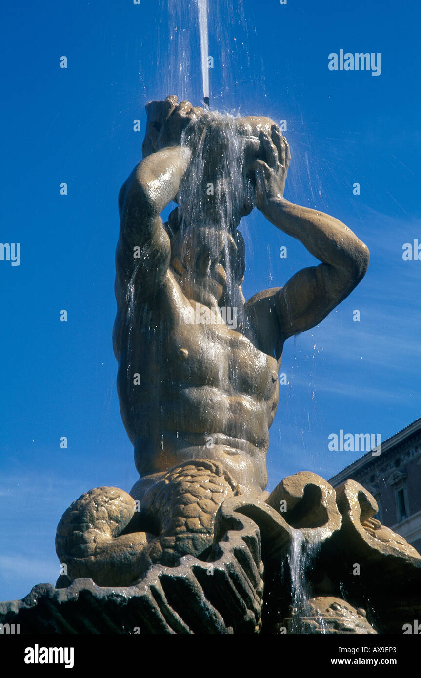Triton fountain by Bernin Rome Italy Stock Photo