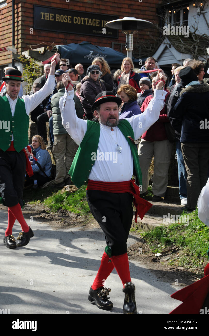 Chanctonbury Ring Morris Man outside The Rose Cottage Inn, Alciston