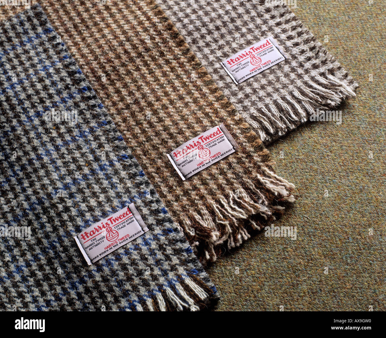 Harris Tweed cloth samples Stock Photo