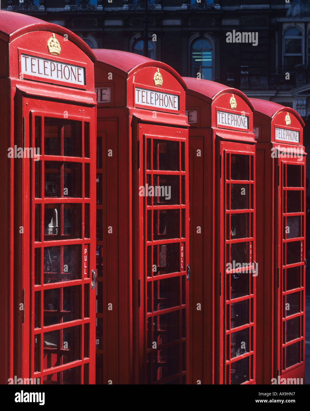 Telephone boxes London England UK Stock Photo
