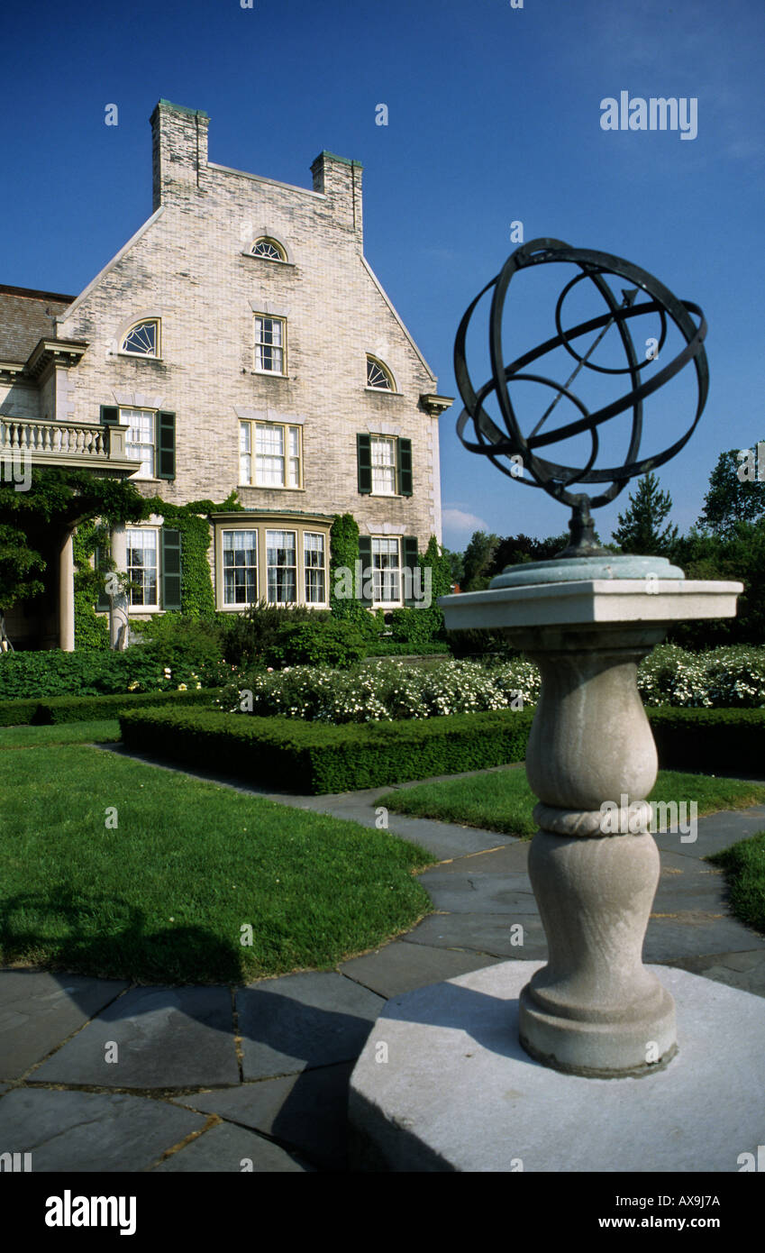 Sundial in grounds of George Eastman house and museum Rochester USA Stock Photo