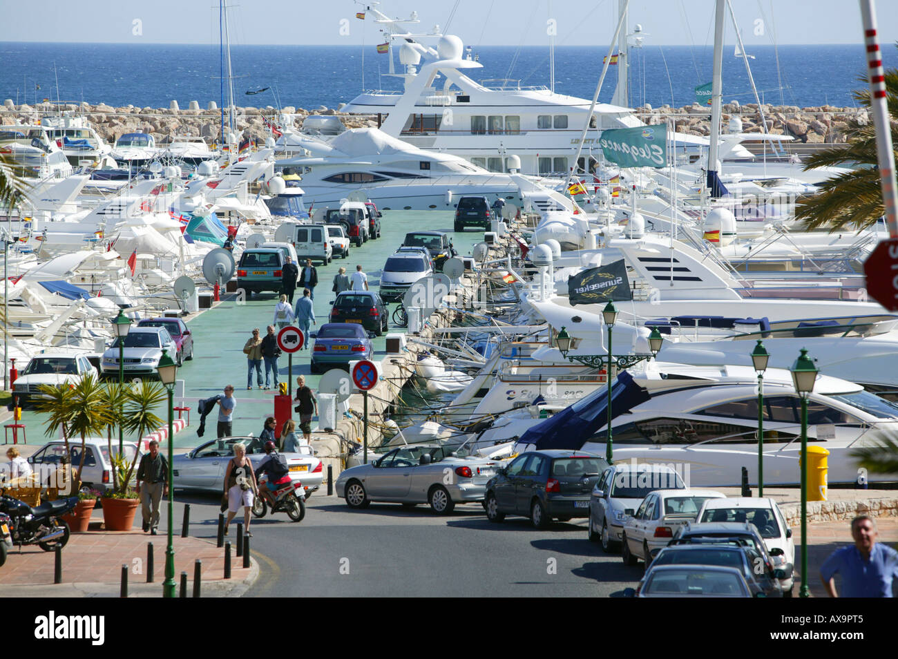 Yachts in Puerto Portals harbour, Majorca, Balearic Islands, Spain Stock Photo