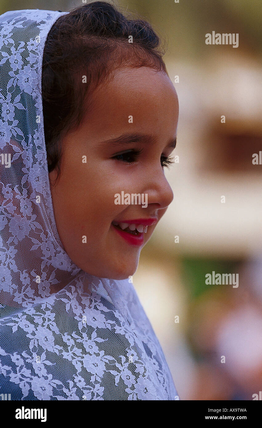 Little Girl in Traditional Costume, Majorca, Spain Stock Photo Alamy