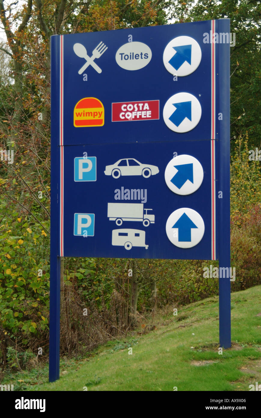 Motorway Service Station Signs Stock Photo Alamy