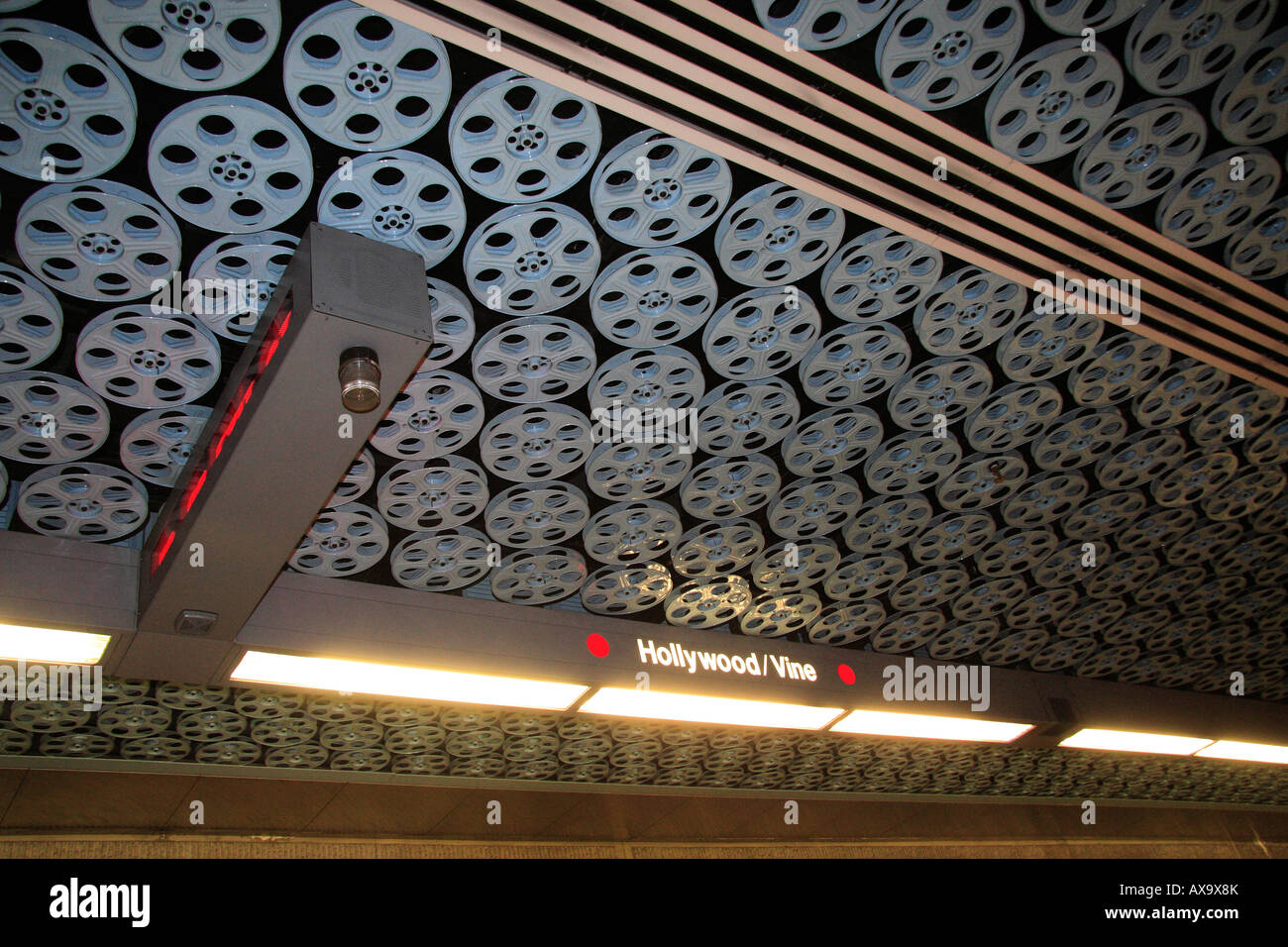 Movie Reels Ceiling Decor At Hollywood Vine Metro Station Stock