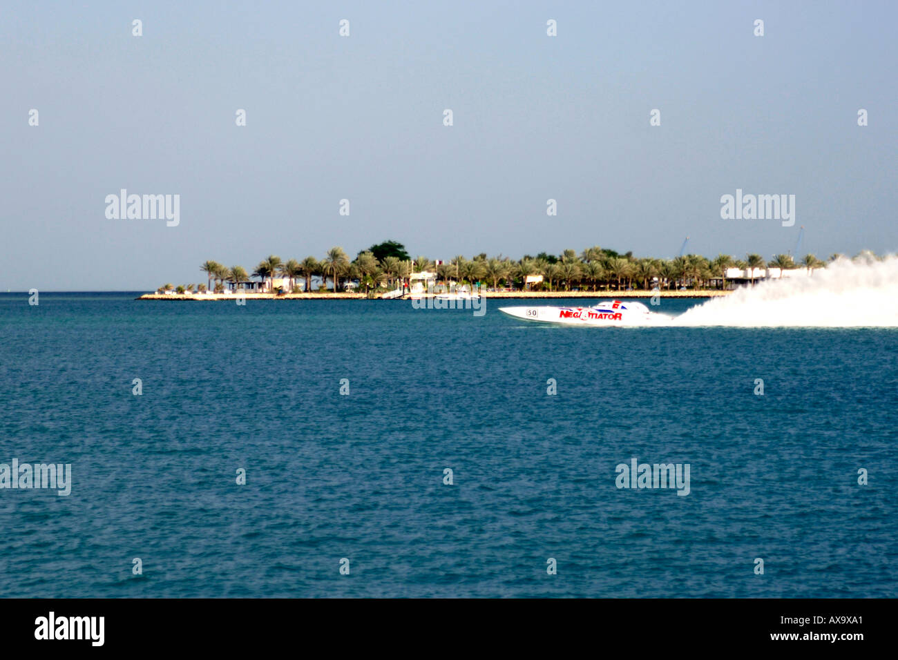 Power boat racing in Doha bay, Qatar. Stock Photo