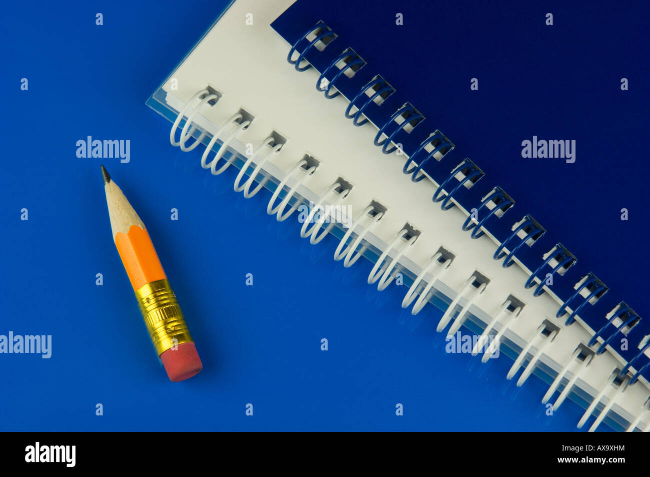 Short pencil with notepad Stock Photo