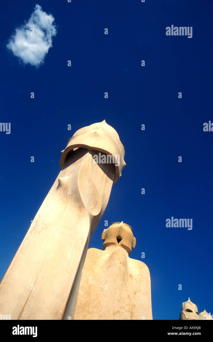 Casa mila, la predera, antoni gaudi, barcelona, spain Stock Photo