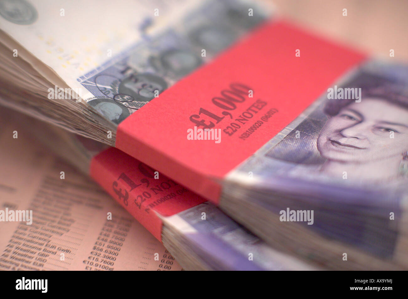 BUNDLES OF ENGLISH £20 POUND STERLING NOTES Stock Photo Alamy