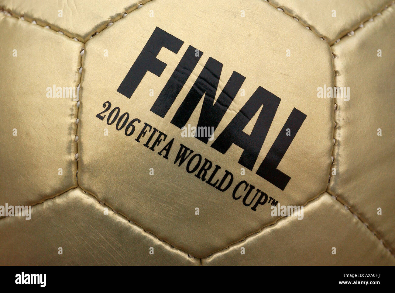 A golden soccer ball with inscriptions: Final, 2006 FIFA World Cup Stock Photo