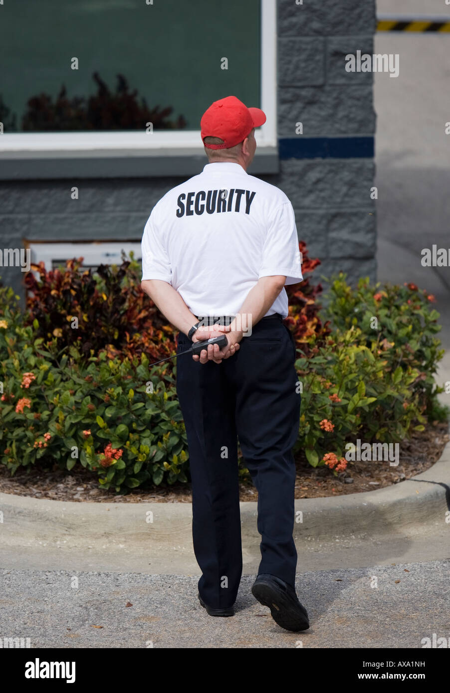 Security guard at an entrance Stock Photo