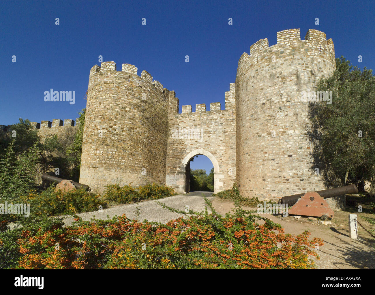 Portugal the Alentejo district, Vila Vicosa Castle entrance Stock Photo