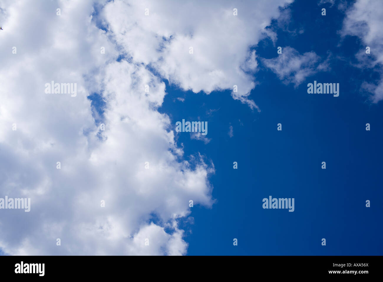 fluffy clouds on clear blue sky Stock Photo - Alamy
