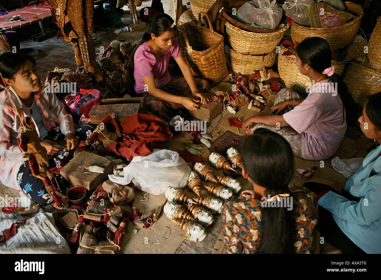 Marionette workshop, Marionetten Werkstatt, Mandalay Stock Photo