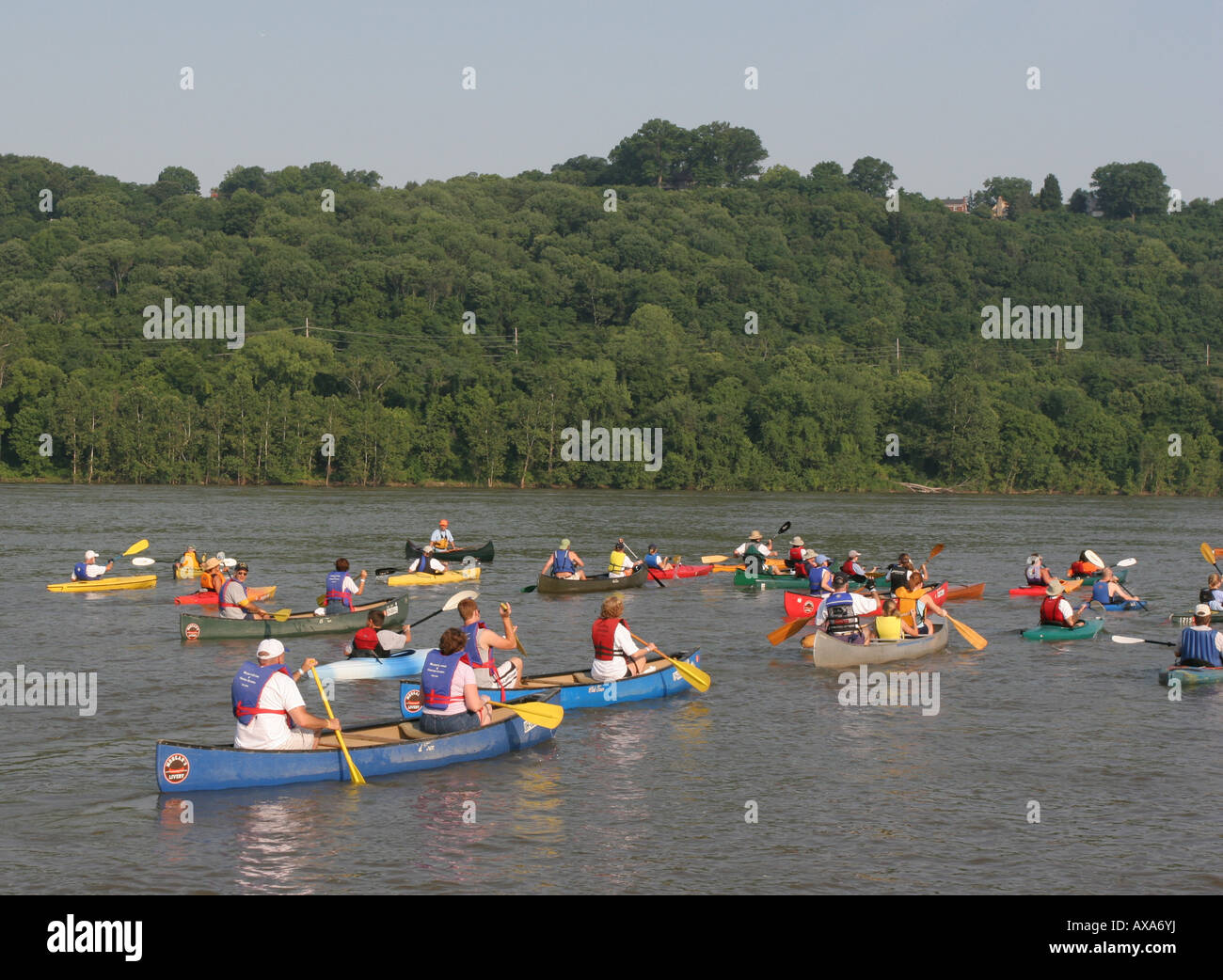 paddlefest kayak canoe ohio river cincinnati Stock Photo Alamy