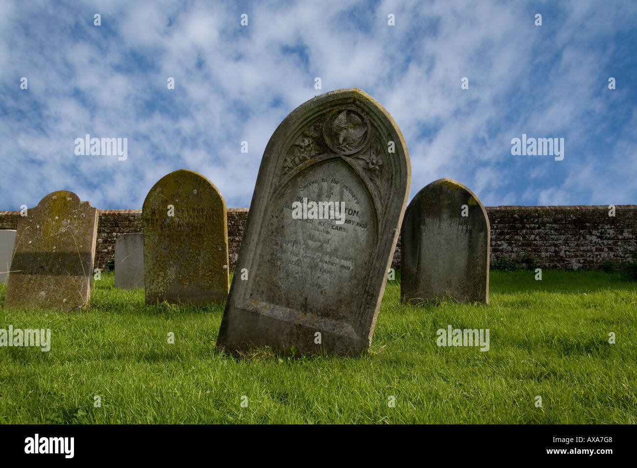 gravestones with a dramatic sky Stock Photo
