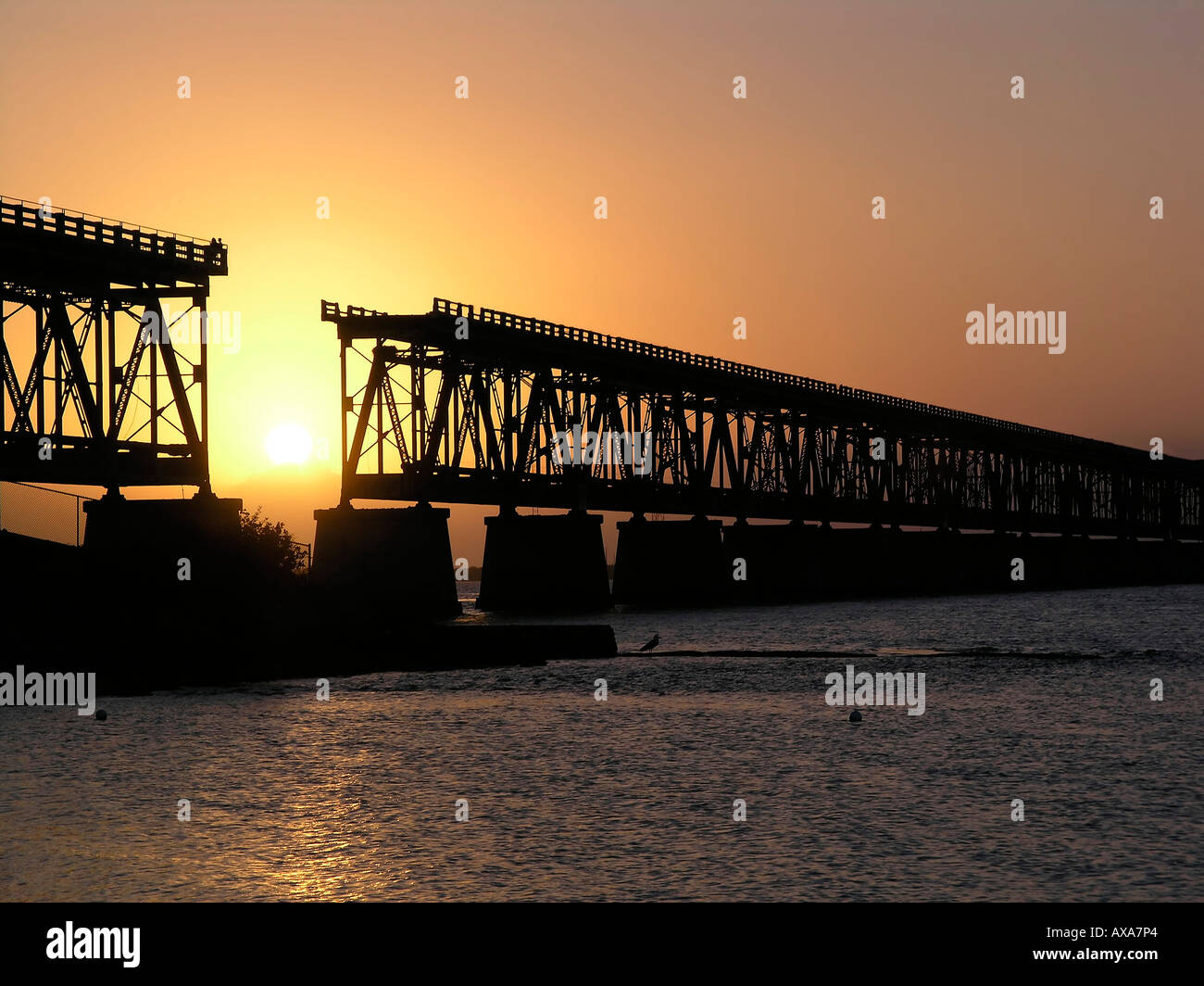 Old Bridge at sunset, Bahia Honda Key, Florida, America Stock Photo Alamy