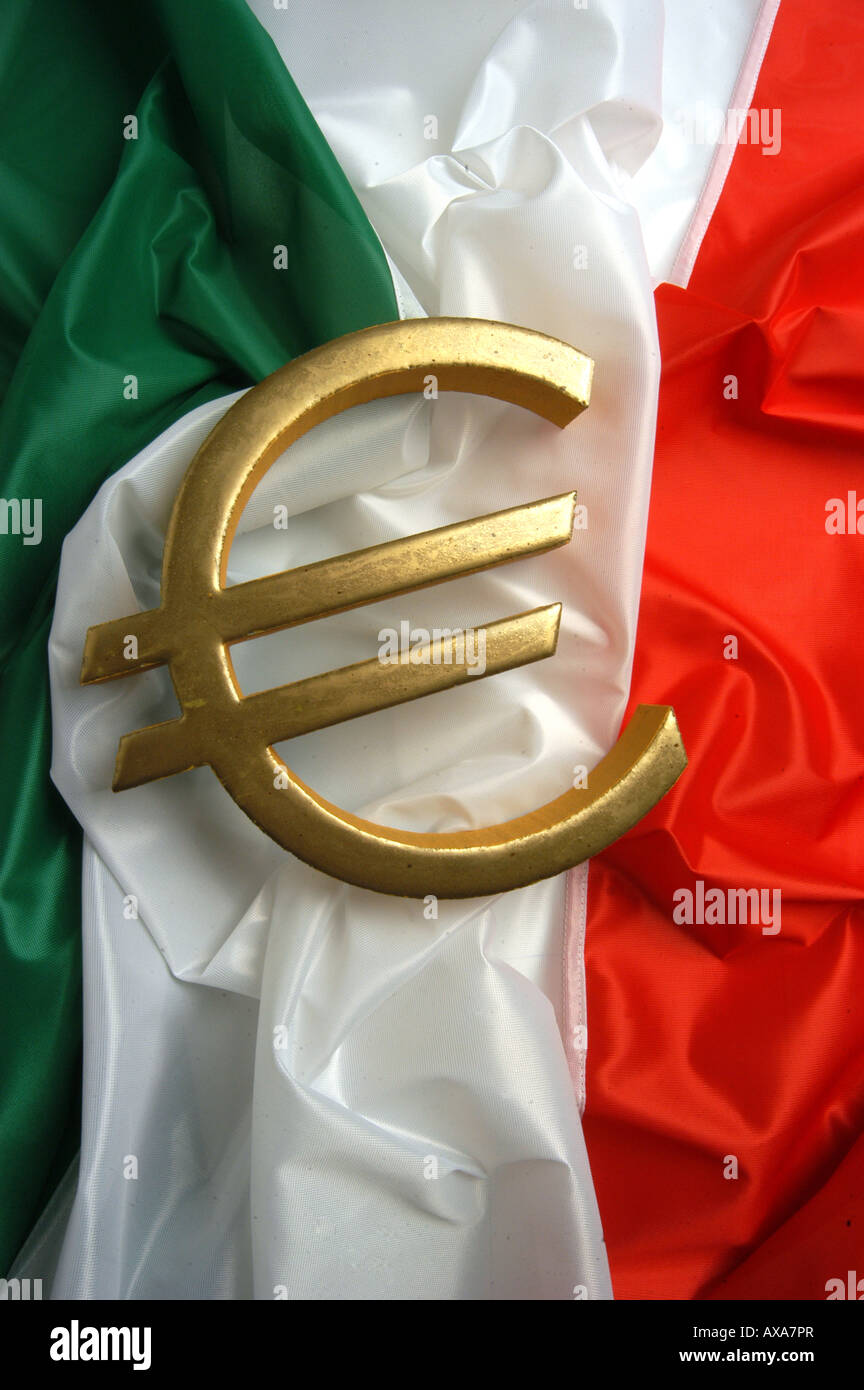 Euro symbol on the italian flag Stock Photo