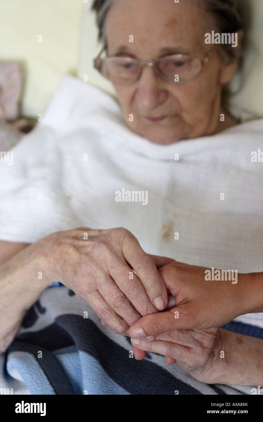 Old woman in a retirement home, Mahlow, Germany Stock Photo