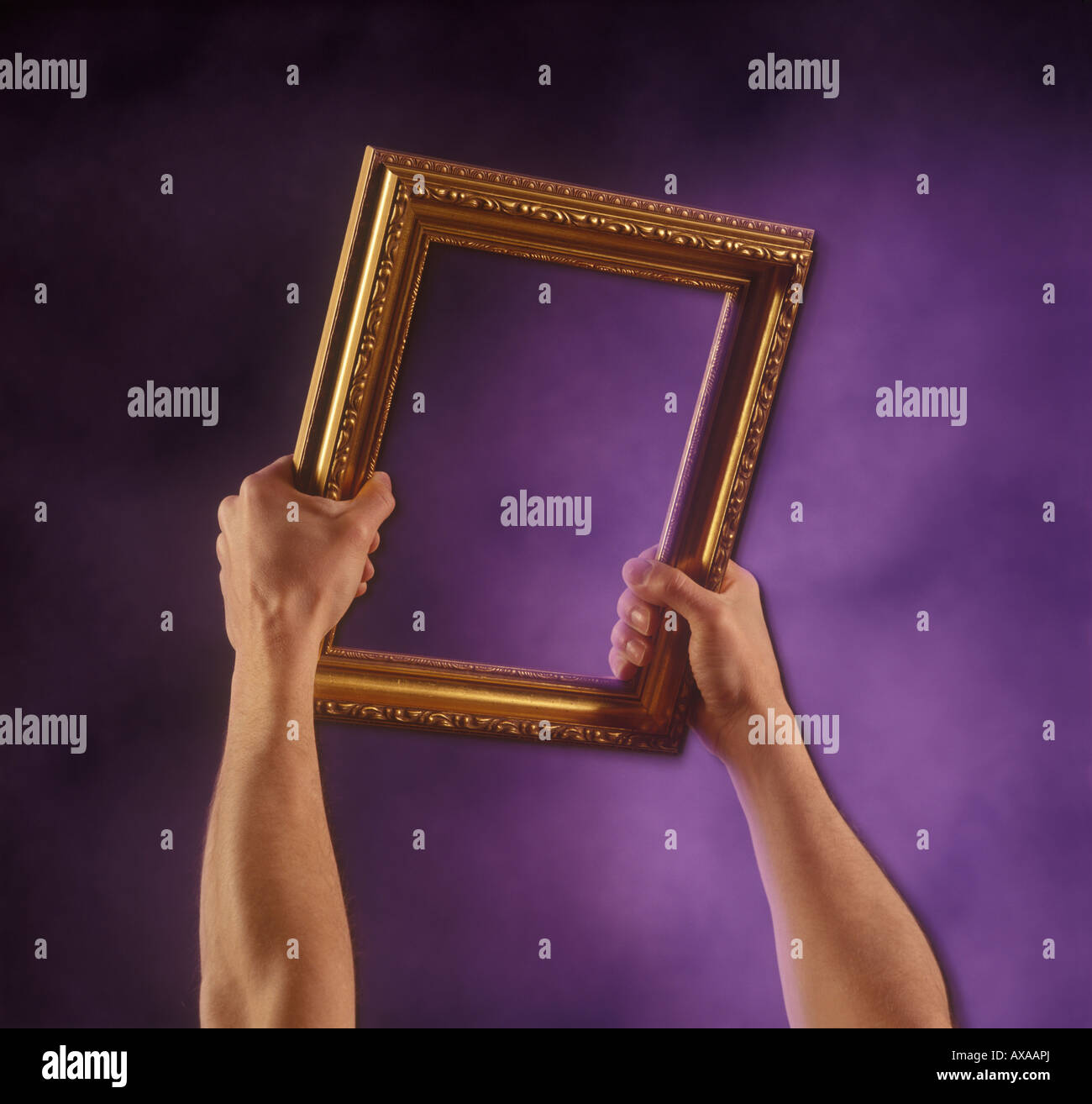 Hands holding picture frame Stock Photo Alamy