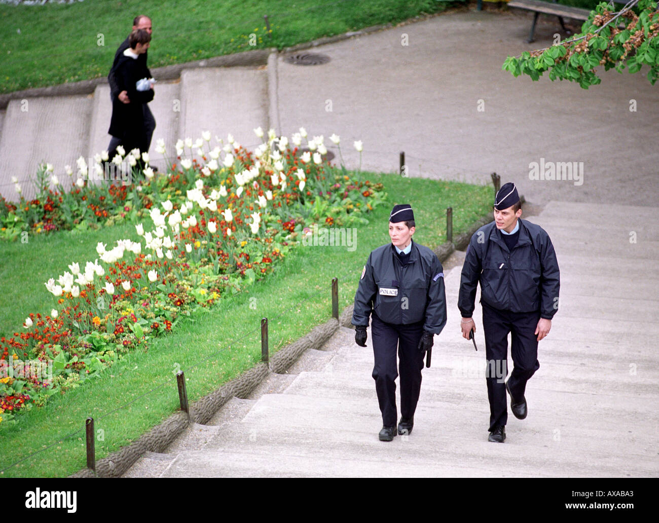 French police on patrol in Paris France Stock Photo Alamy