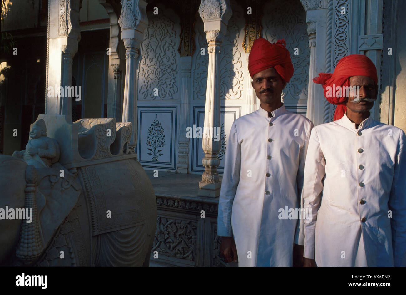 Torwaerter im Stadtpalast, Jaipur, Rajasthan, Indien Stock Photo