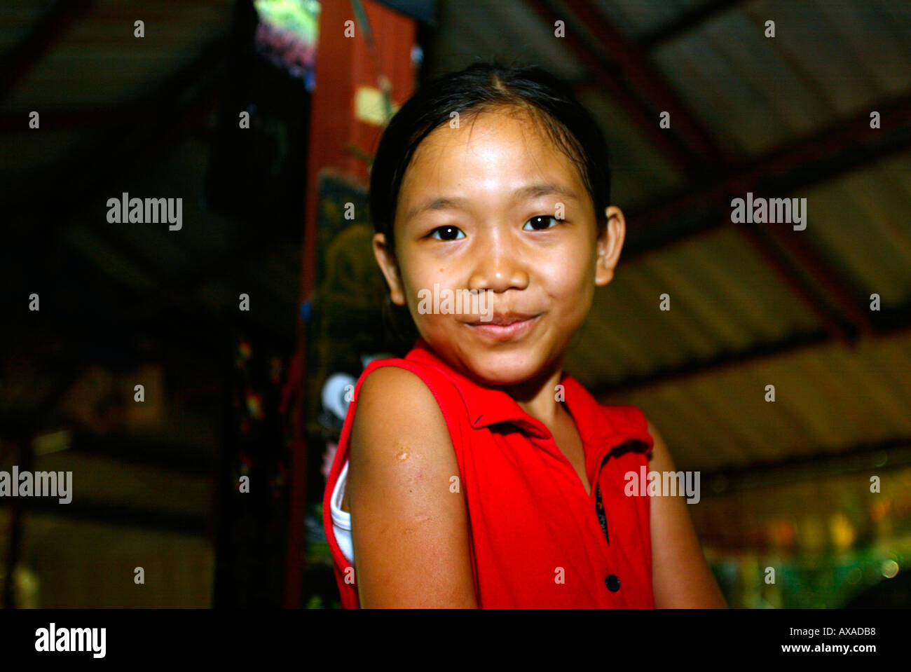 Young girl acts cute Chiang Mai Thailand Stock Photo