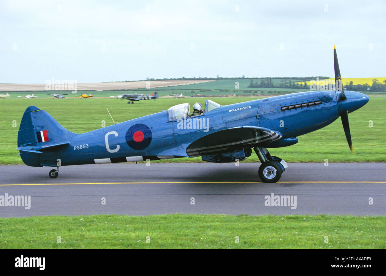 Spitfire at Duxford Airfield Cambridgeshire England Stock Photo