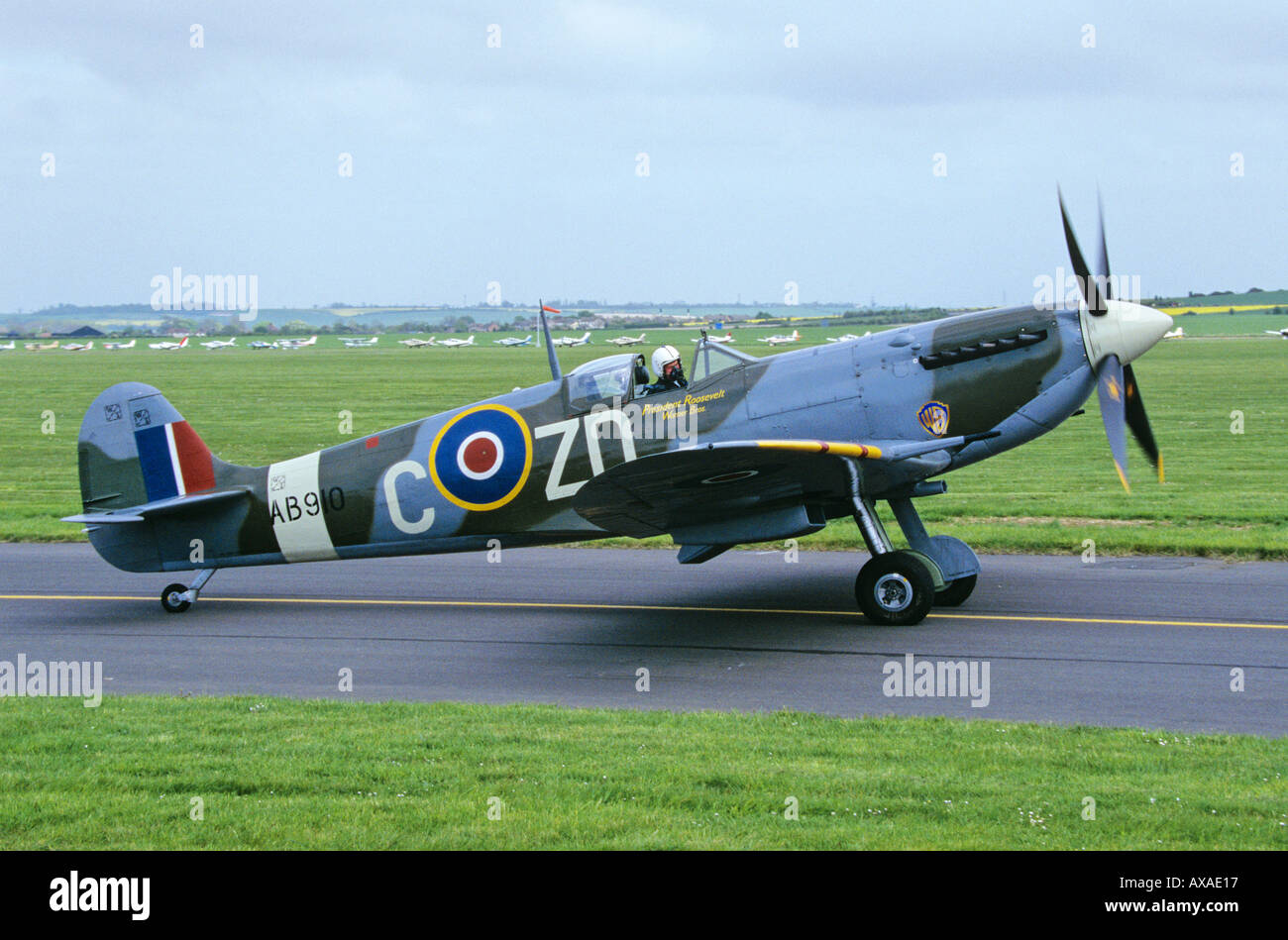 Spitfire at Duxford Airfield Cambridgeshire England Stock Photo