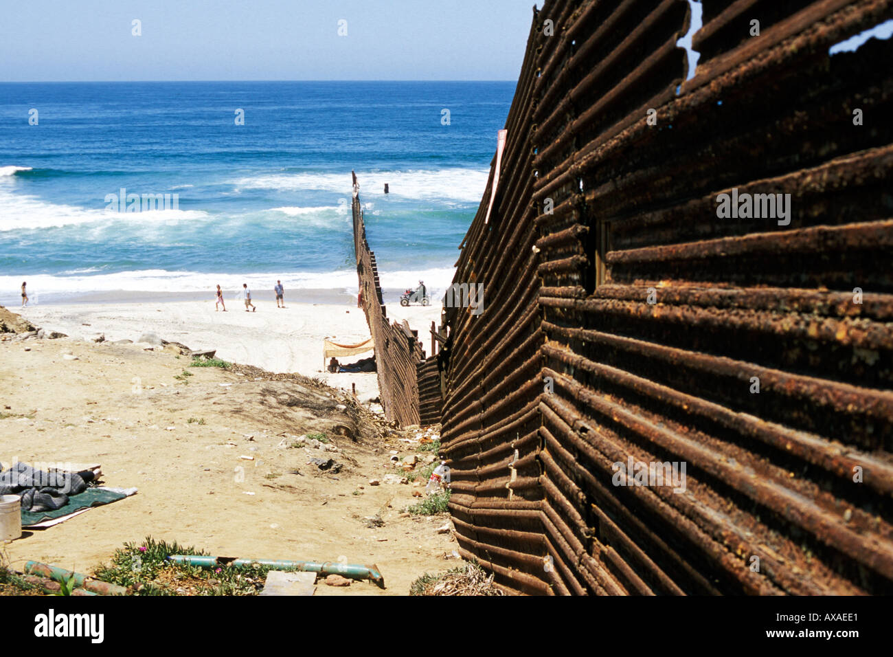 Mexico, Tijuana, Mexico USA Border fence Stock Photo