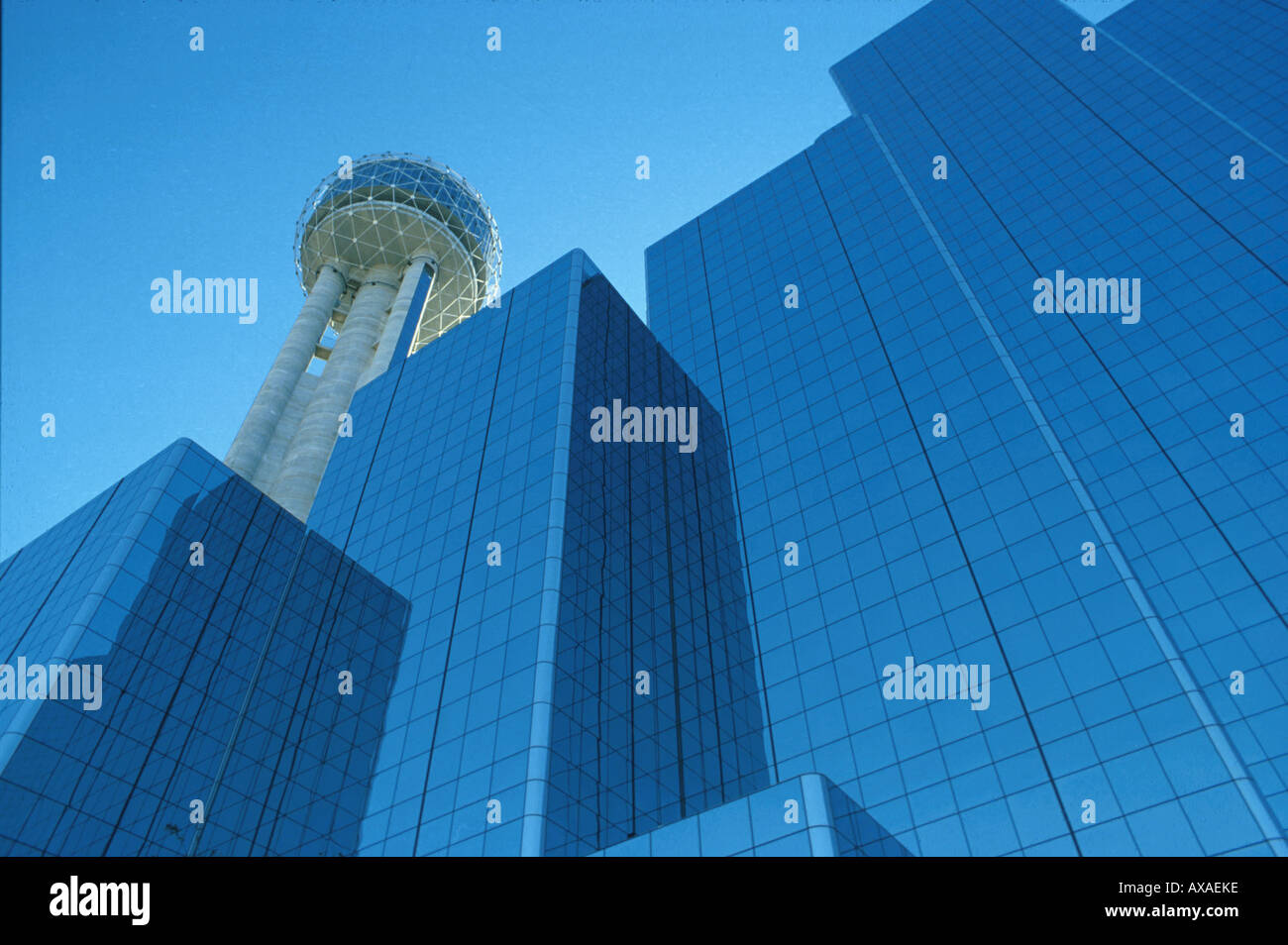 Glass facade with tower in Dallas, Texas, USA Stock Photo