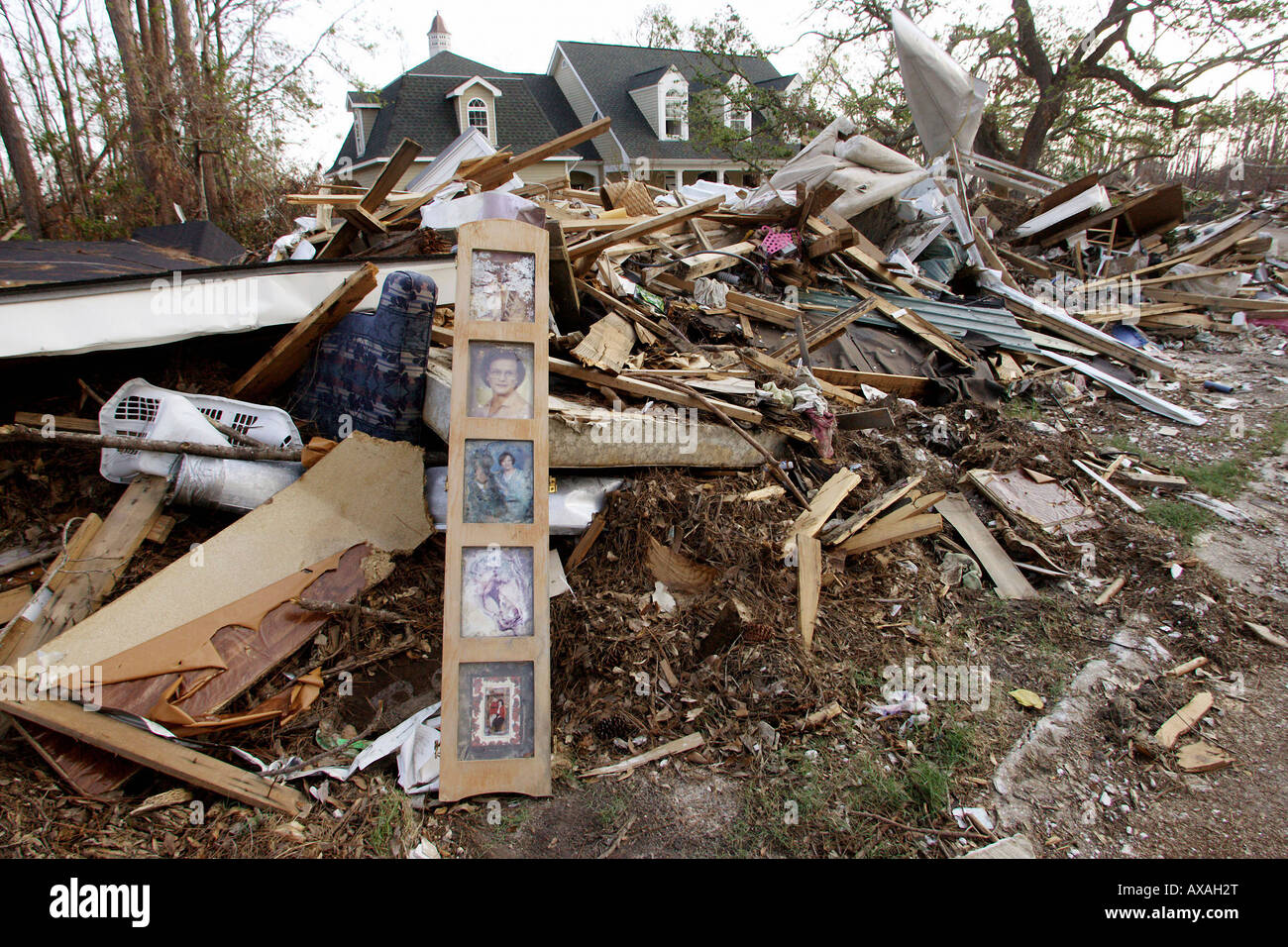 Houses destroyed by the Hurricane Katrina, Waveland, USA Stock Photo