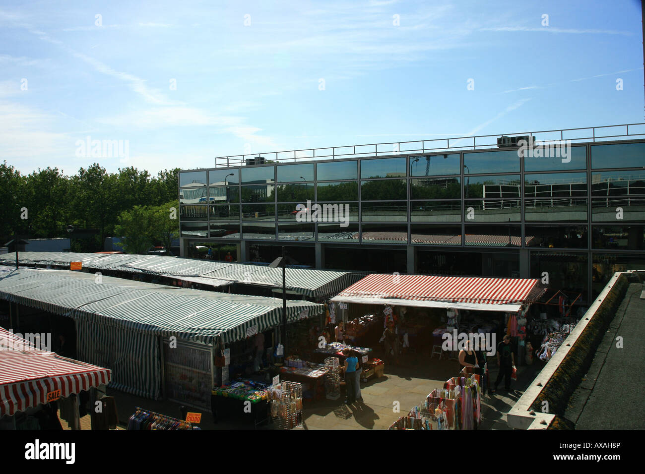 View of a market at milton keynes Stock Photo Alamy