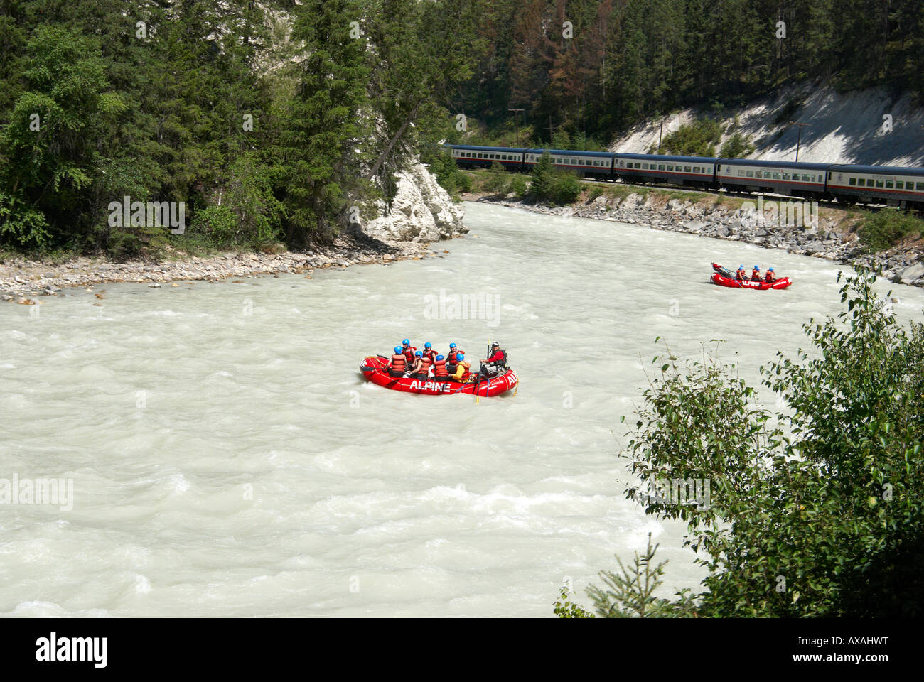 White water rafting and the Rocky Mountaineer train in Kicking Horse ...