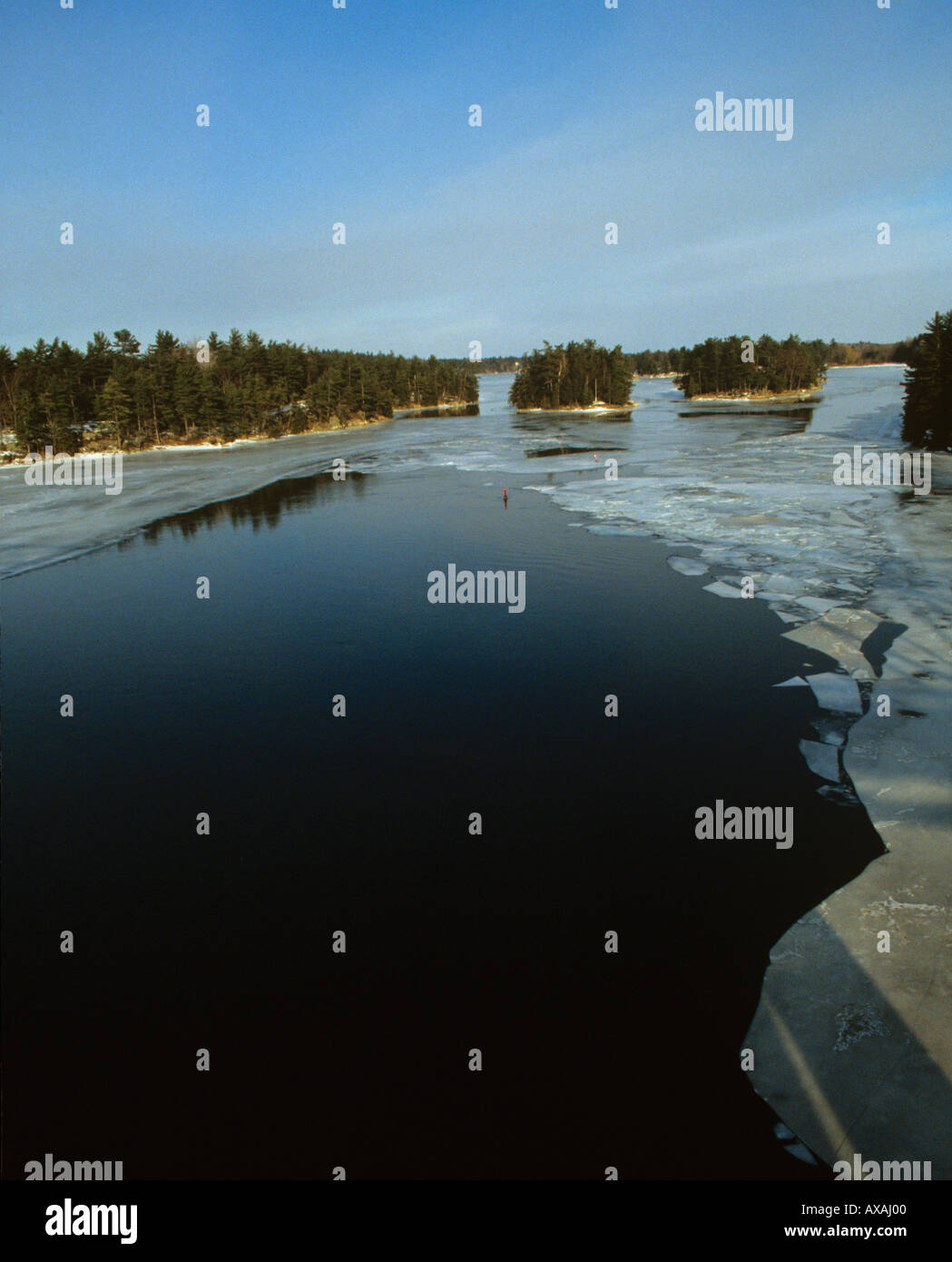 St Lawrence River in winter with patches of Ice and open water 1000