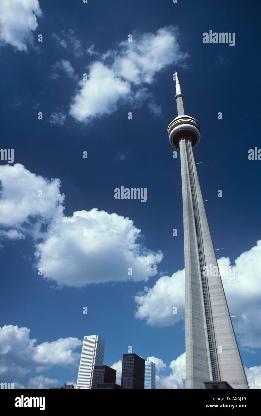 The CN Tower in Toronto is a communications centre as well as viewing platform restaurant 549 metres tall 1800 ft Stock Photo