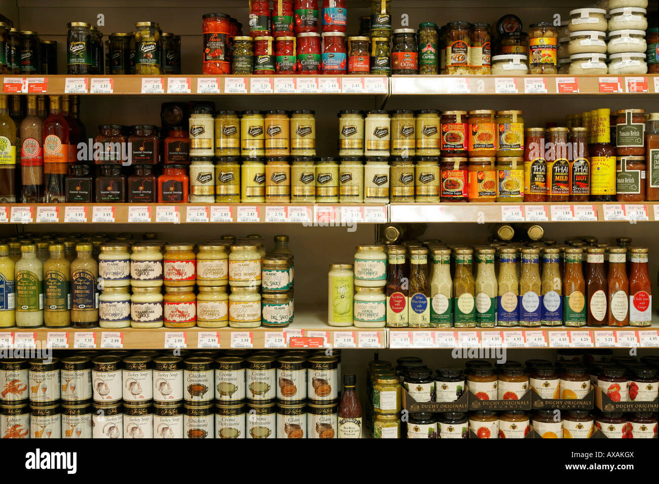 mustard and ketchup shelf in a supermarket Stock Photo Alamy