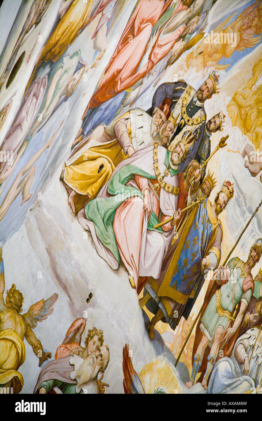 Details of the fresco and in secco painting by Vasari and Zuccari