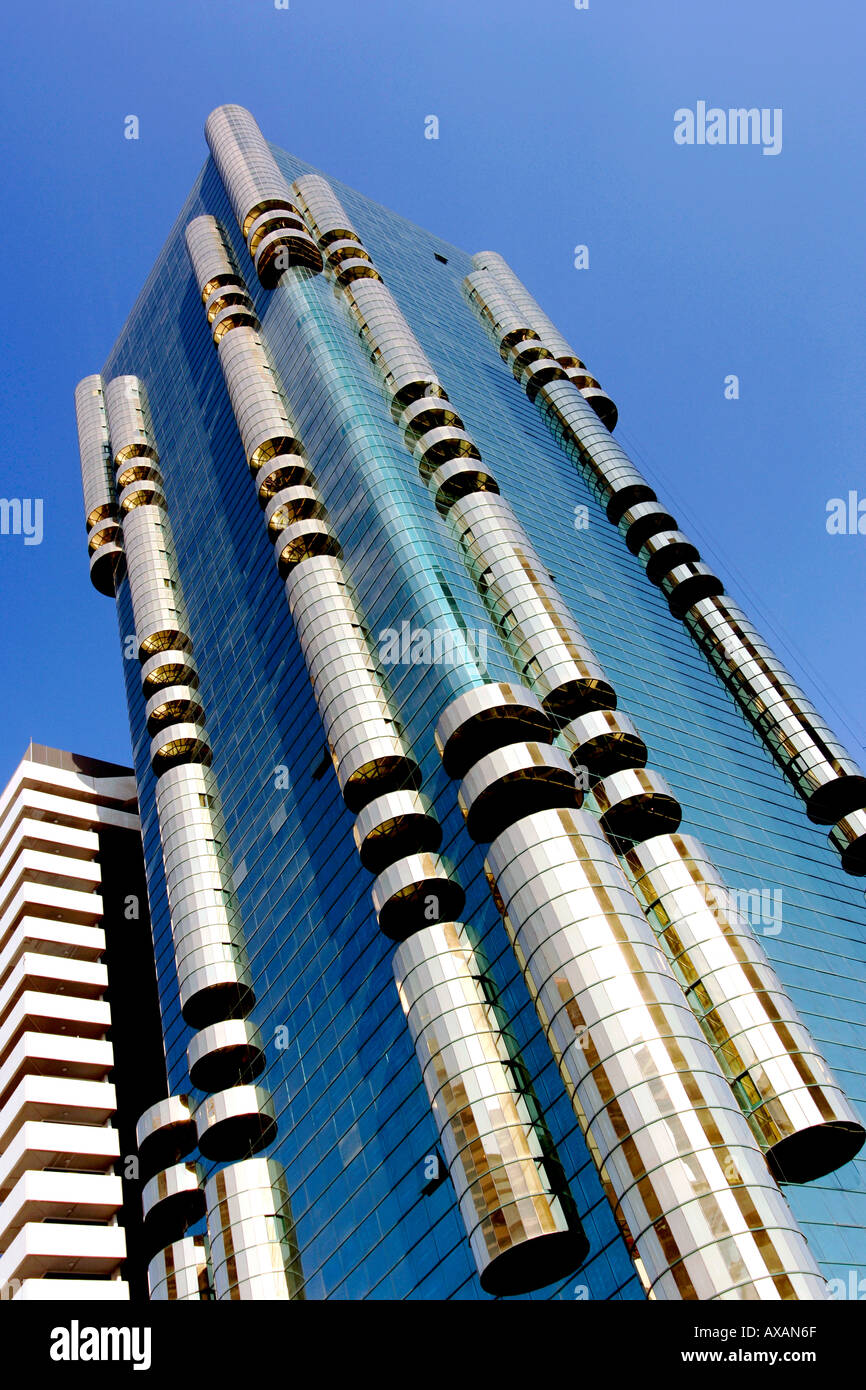 A building in Dubai's financial district along Sheikh Khalifa Bin Zayed Road in Dubai. Stock Photo