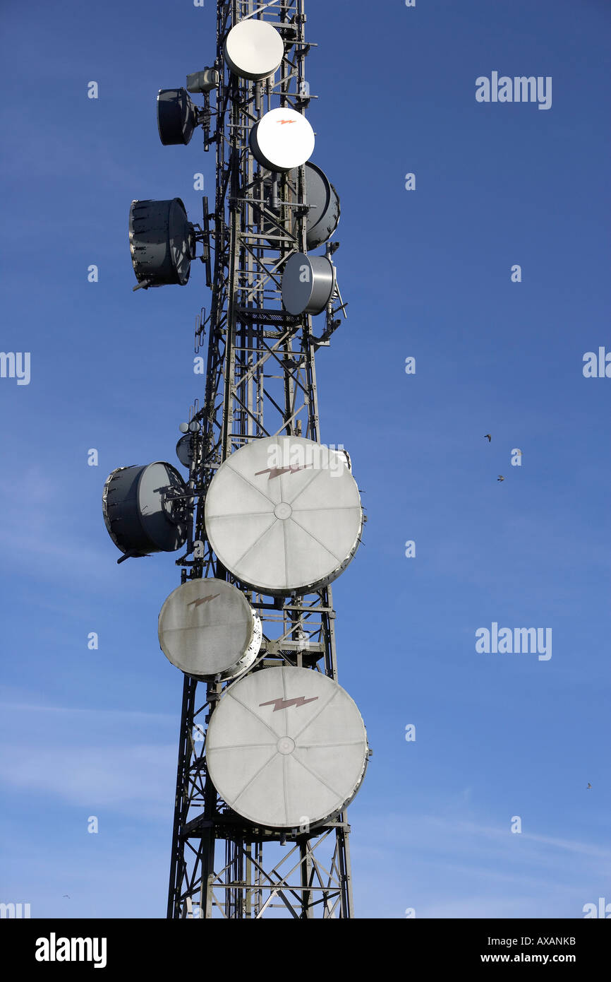 Telecommunication mast Telecommunications relay station near Hull East Yorkshire England UK Stock Photo