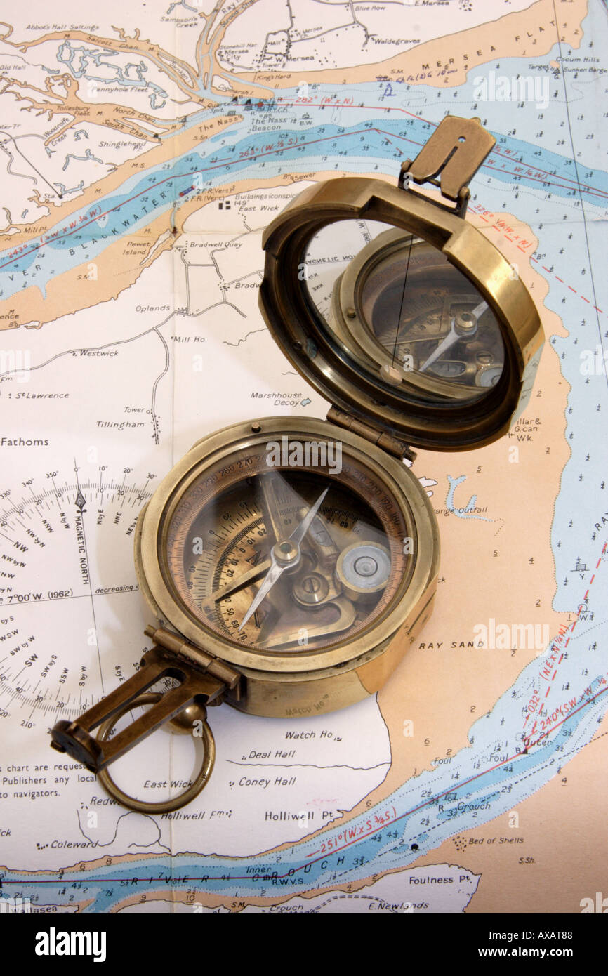 Antique brass compass Stock Photo Alamy