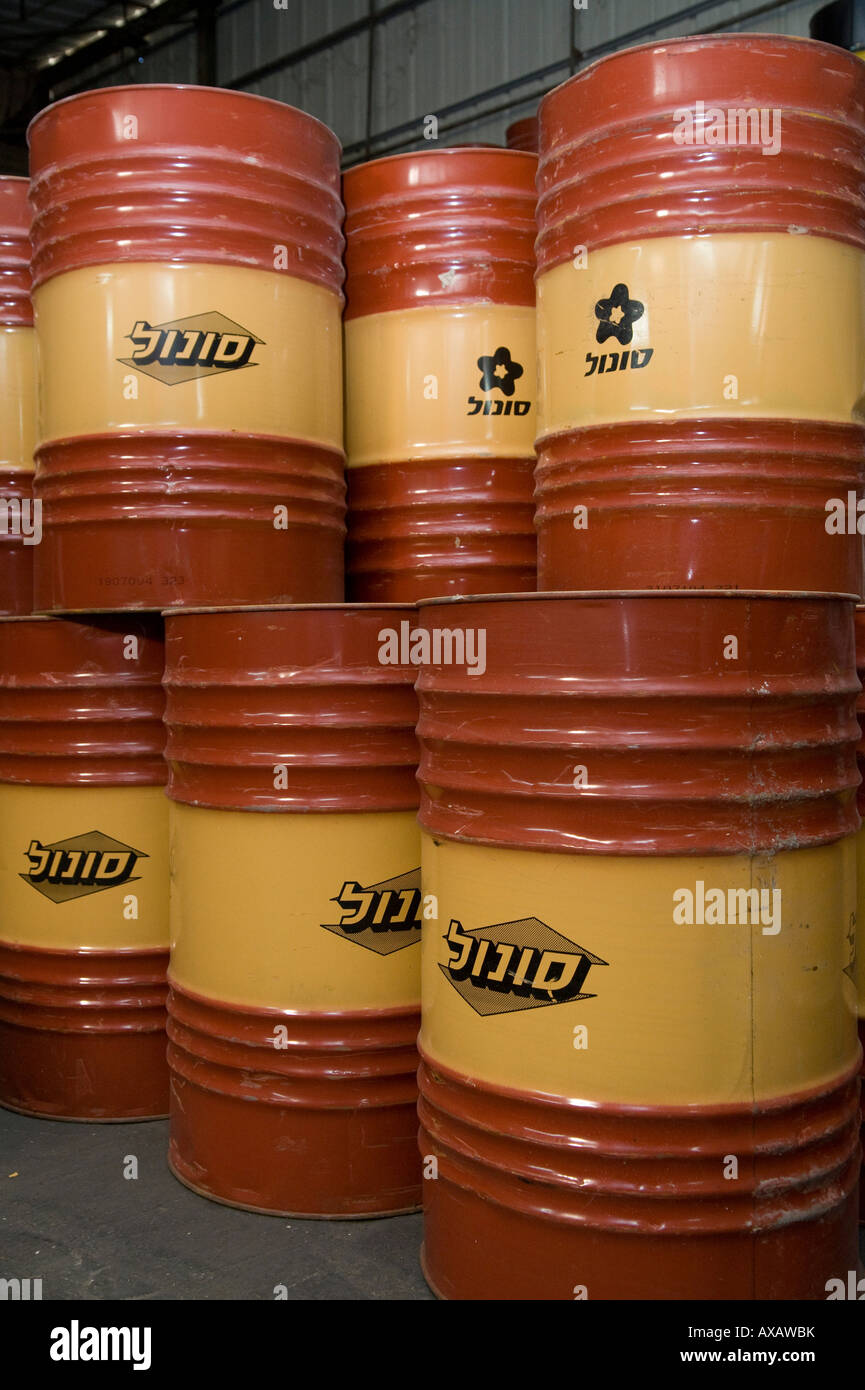Petroleum derivative storage barrels Stock Photo