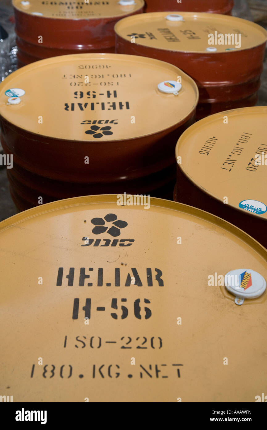 Petroleum derivative storage barrels Stock Photo