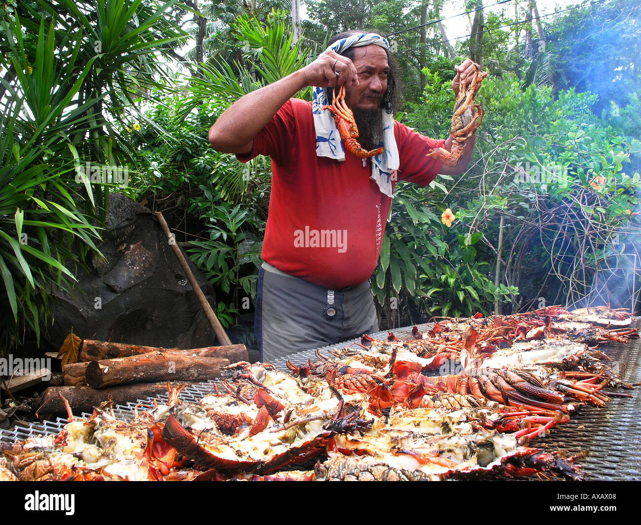 Mixed grill of lobster French Polynesia Stock Photo Alamy