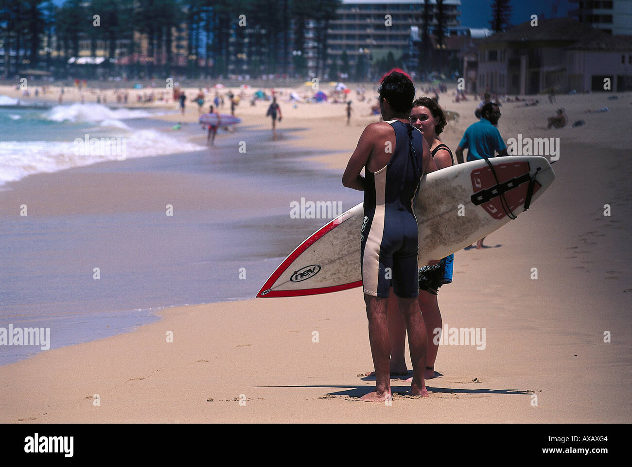 Surfer am Strand, Manly Beach, NSW Australien Stock Photo