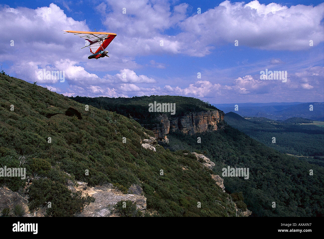 Hang Gliding, Blackheath Mountains, New South Wales Australia Stock Photo