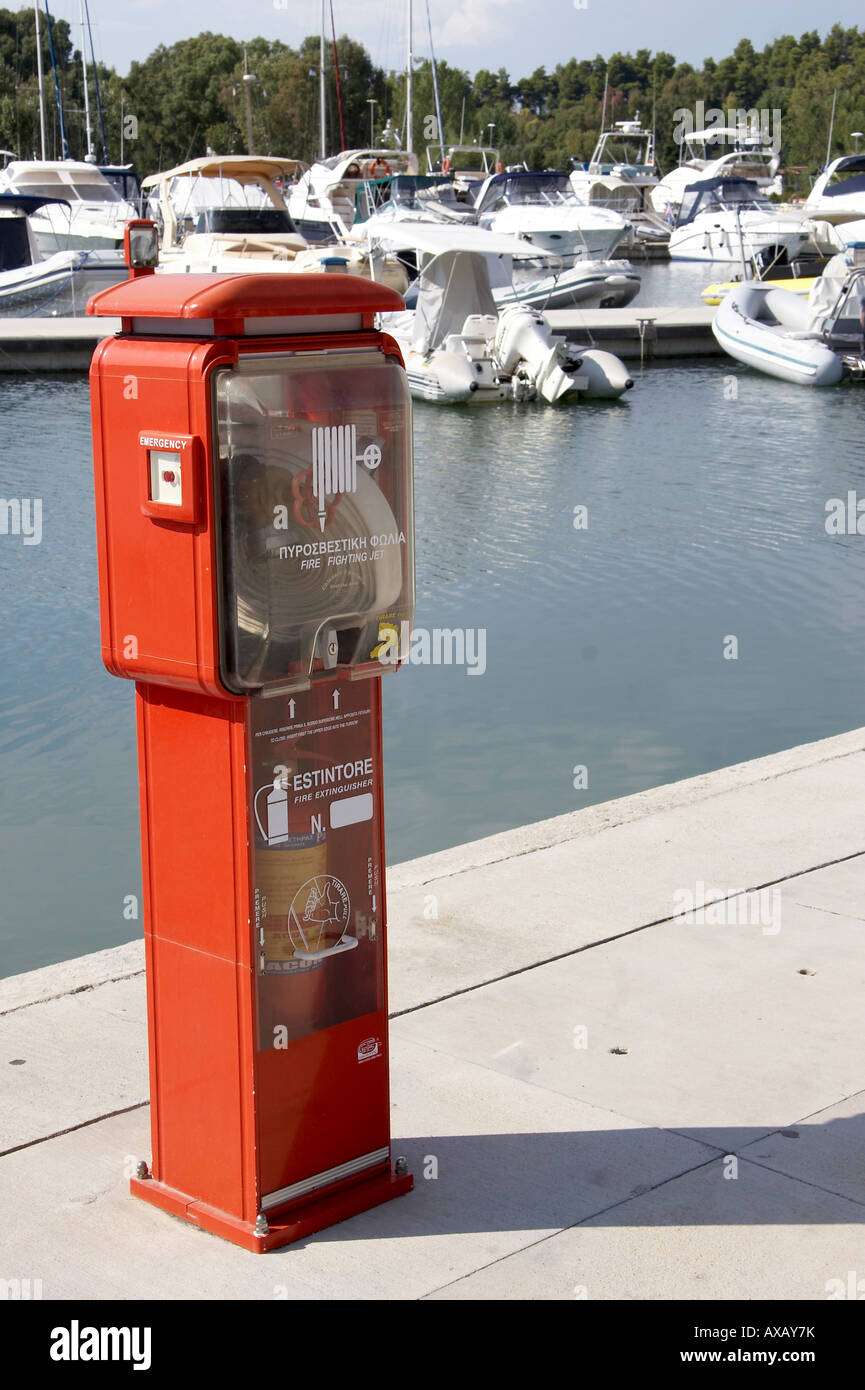 Fire Equipment Marina Greek Islands Stock Photo Alamy